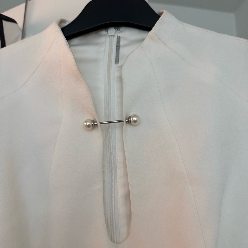 Elegant Cream Blouse with Pearl Detail